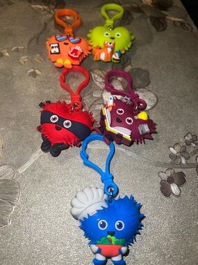 Colorful Cute Monster Keychain Set - Blue, Red, Purple, Orange, Lime